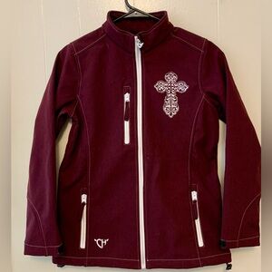 COPY - CH Cowgirl Hardware Jacket Womens Small Maroon Red Zip Cross Embroidered…